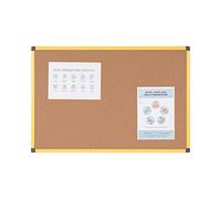 Bi-Office Lavagna Di Sughero Naturale Ultrabrite, Con Cornice In Aluminio Giallo, Robusta Bacheca Ad Alta Visibilità, 90 x 60 cm