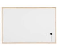 Bi-Office Lavagna Magnetica Bianca Basic Con Cornice In Legno, Superficie Speciale Cancellabile A Secco, 900 x 600 mm