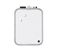 Bi-Office Lavagna Magnetica Easy Cancellabile a Secco, 28 x 36 cm, Lavagnetta Con Cornice Grigia, Incluso 1 pennarello e 2 calamite