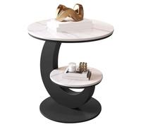 BiaBuiMM Tavolino Rotondo a 2 Piani Con Piano Effetto Marmo, Struttura in Metallo Dorato, Tavolo Piccolo per Soggiorno, Camera o Ufficio(Multi-colored,23.6in/60cm)