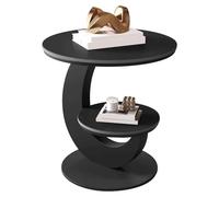 BiaBuiMM Tavolino Rotondo a 2 Piani Con Piano Effetto Marmo, Struttura in Metallo Dorato, Tavolo Piccolo per Soggiorno, Camera o Ufficio(Black,23.6in/60cm)