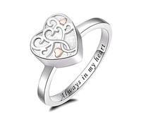 BIAIHQIE Anello per cremazione a Forma di Cuore con Albero della Vita per Le Ceneri, per Donna, in Acciaio Inossidabile, Anello commemorativo, urna commemorativa-6