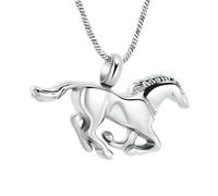 BIAIHQIE Collana con urna a Forma di Cavallo al Galoppo per Ceneri, Porta-ricordo, Gioiello commemorativo per cremazione per Ceneri da Donna e Uomo - Argento