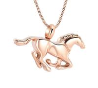 BIAIHQIE Collana con urna a Forma di Cavallo al Galoppo per Ceneri, Porta-ricordo, Gioiello commemorativo per cremazione per Ceneri da Donna e da Uomo - Oro Rosa