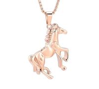 BIAIHQIE Collana con urna a Forma di Cavallo per Ceneri, Ciondolo commemorativo in Acciaio Inossidabile, Gioiello per cremazione, ricordo per Animali Domestici, Regalo per Donne e Uomini - Oro Rosa