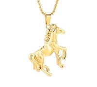 BIAIHQIE Collana con urna funeraria a Forma di Cavallo per Ceneri, Ciondolo commemorativo in Acciaio Inossidabile, ricordo per Animali Domestici, Regalo per Donne e Uomini - Oro