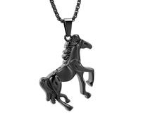 BIAIHQIE Collana con urna funeraria a Forma di Cavallo per Ceneri, Ciondolo commemorativo in Acciaio Inossidabile, ricordo per Animali Domestici, Regalo per Donne e Uomini, Colore Nero.