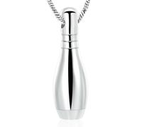 BIAIHQIE Collana con urna funeraria per Ceneri, a Forma di birillo da Bowling Cavo, Ciondolo con Medaglione, Collana in Argento