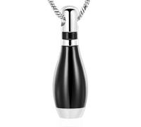 BIAIHQIE Collana con urna funeraria per Ceneri, a Forma di birillo da Bowling Cavo, Ciondolo con Medaglione, Colore Nero