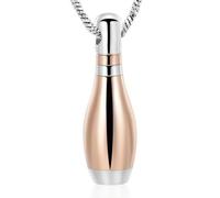 BIAIHQIE Collana con urna funeraria per Ceneri, a Forma di birillo da Bowling Cavo, Ciondolo con Medaglione per Ceneri, Oro Rosa