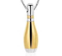 BIAIHQIE Collana con urna funeraria per Ceneri, a Forma di birillo da Bowling Cavo, Ciondolo con Medaglione per Ceneri, Oro