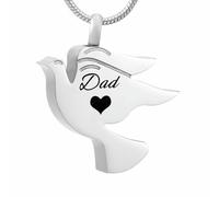 BIAIHQIE Collana con urna per Le Ceneri del papà, Ciondolo a Forma di Colomba della Pace Che Contiene Le Ceneri. Gioiello commemorativo per la Persona Cara con possibilità di Incisione - Argento