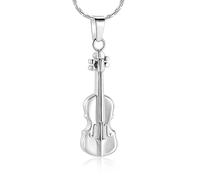 BIAIHQIE Collana con urna per Violino, ricordo commemorativo delle Ceneri di Uno Strumento Musicale, Gioiello per la Persona Amata - Argento