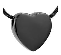 BIAIHQIE Gioielli di cremazione del Cuore con cursore in Acciaio Inossidabile per Ceneri - Collana di urne commemorativa ricordo incidibile per Le Donne-Nero