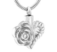BIAIHQIE Gioielli di cremazione del Cuore di Rosa in Acciaio Inossidabile per Le Ceneri della Persona Amata - Collana con Ciondolo dell'urna commemorativa del ricordo Umano