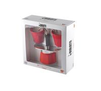 Bialetti 0006190 Set Mini Express macchinetta per 2 Tazze + 2 Bicchierini, Rosso