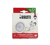 Bialetti 0800002 - Set di 3 guarnizioni e 1 portafiltro per modello a 2 tazze, Bianco/Argento