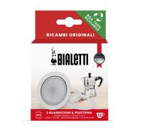 Bialetti 3 Gaskets (Rubber Rings) 1 Filter Plate Replacement for Moka 12 Cups
