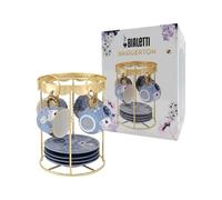 Bialetti - Bridgerton Set Giostra 4 tazzine e piattini 65ml, Porcellana e Ferro