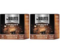 Bialetti Caffè d'Italia, Box 12 Capsule, Gusto Nocciola, Compatibili con Macchine Bialetti sistema chiuso, 100% Alluminio (Confezione da 2)