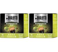 Bialetti Caffè d'Italia, Box 16 Capsule, Decaffeinato, Intensità 6, Compatibili con Macchine Bialetti sistema chiuso, 100% Alluminio (Confezione da 2)