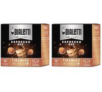 Bialetti Caffè d'Italia, Box da 12 Capsule, Gusto Tiramisù, Compatibili con Macchine Bialetti sistema chiuso, Capsule autoprotette in Alluminio (Confezione da 2)