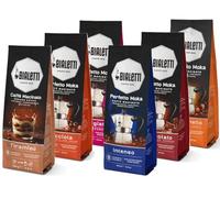 BIALETTI Caffè Macinato Perfetto Moka, 6 Sacchetti da 250 Grammi, Caramello, Tiramisù, Nocciola, Cioccolato, Intenso, Pregiato