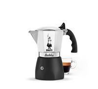 Bialetti Caffettiera Brikka, 4 Tazze (170 ml), Espresso Cremoso come al Bar, Non Adatta a Piano Induzione, Misurino incluso, Manico antiscottatura, Design Elegante, Alluminio