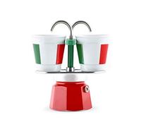 Bialetti Caffettiera Mini Express Italia 2 Tazze + 2 Bicchierini, Alluminio