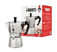 Bialetti Caffettiera Moka Express 6 Tazze, Manico anti scottatura, Non adatta a induzione, 6 Tazze (270 ml), Alluminio