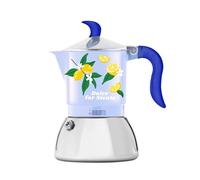 Bialetti Caffettiera Moka Fiammetta Induction Dolce Far Niente 2 Tazze, Blu con Limoni, Alluminio, 100 ml, Adatta ai Piani ad Induzione