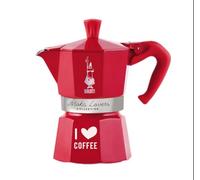 Bialetti Caffettiera Moka I Love Coffee 3 Tazze, Manico Anti scottatura, Non Adatta a induzione, 3 Tazze (130 ml), Limited Edition Nero