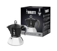 Bialetti Caffettiera Moka Induction, 2 Tazze (100 ml), Adatta a Tutti i piani cottura, Design Elegante, Nero