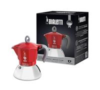 Bialetti Caffettiera Moka Induction, 2 Tazze (100 ml), Adatta a Tutti i piani cottura, Design Elegante, Rosso