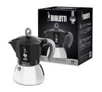 Bialetti Caffettiera Moka Induction, 6 Tazze (280 ml), Adatta a Tutti i piani cottura, Design Elegante, Nero