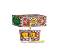 BIALETTI DOLCE&GABBANA CARRETTO SICILIANO SET 2 BICCHIERI CAFFE' CON PALETTINE