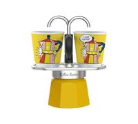 Bialetti Espressokocher Set Mini Express Lichtenstein+ 2 Espressobecher 1405