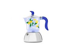 Bialetti Caffettiera Moka Fiammetta Induction Dolce Far Niente 2 Tazze, Blu con Limoni, Alluminio, 100 ml, Adatta ai Piani ad Induzione