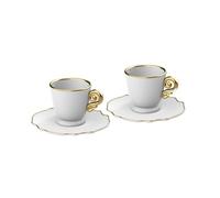 Bialetti Industrie Pure gold, 2 tazzine caffè con piattini Pure gold, 2 tazzine caffè con piattini
