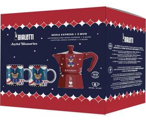 BIALETTI JOYFUL CHRISTMAS SET DI MOKA EXPRES 6 TAZZE +2 TAZZE COLOR ROSSO COD 53