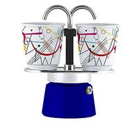 Bialetti Set Caffettiera Moka Mini Express Kandinsky Blu, 2 Tazze + 2 Bicchieri.