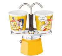 Bialetti, Mini Express, Caffettiera con 2 Bicchierini Lichtenstein, Alluminio
