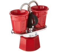 Bialetti Mini Express Color, Set Caffettiera 2 Tazze + 2 Bicchierini, Alluminio,