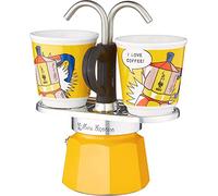 Bialetti, Mini Express, Caffettiera con 2 Bicchierini Lichtenstein, Alluminio