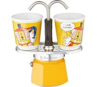 Bialetti Mini Express Colore Giallo, Caffettiera + 2 Bicchierini