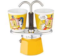 Bialetti Mini Express Colore Giallo, Caffettiera + 2 Bicchierini