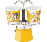 Bialetti Mini Express Colore Giallo, Caffettiera + 2 Bicchierini
