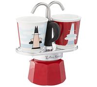 Bialetti, Mini Express, Caffettiera con 2 Bicchierini Magrite, Alluminio