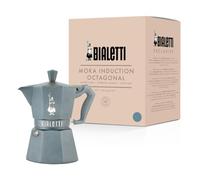 Bialetti Moka Exclusive Octagonal Induction 3 Tazze- Caffettiera Espresso in Alluminio e Acciaio, Silver Grey - Compatibile Gas e Induzione