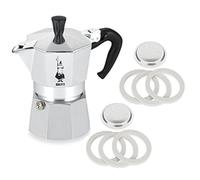 Bialetti Moka Express #06799 - Macchina per caffè espresso da 3 tazze 06960, sei guarnizioni di ricambio e due piastre filtranti di ricambio
